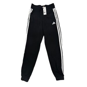 Adidas Womens 3-Stripe  Joggers Black White Tapered Sweatpants Small NEW